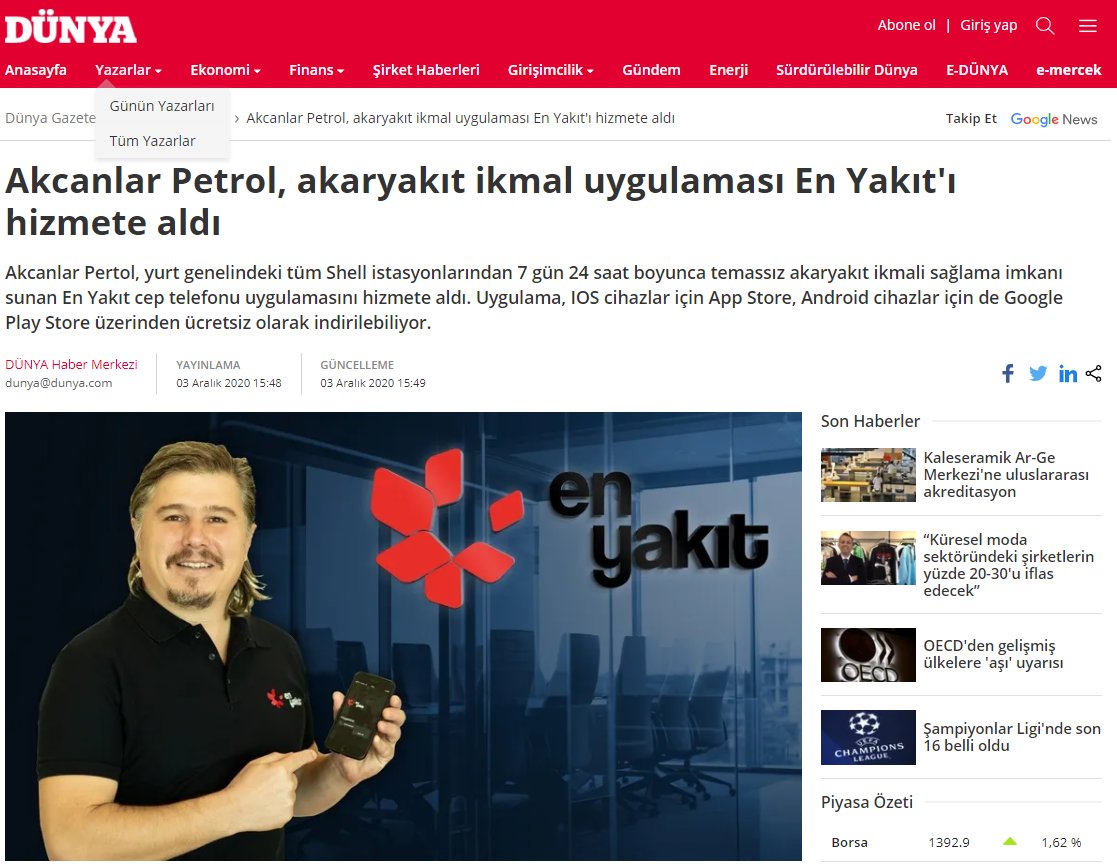 Akcanlar Petrol, akaryakıt ikmal uygulaması En Yakıt’ı hizmete aldı