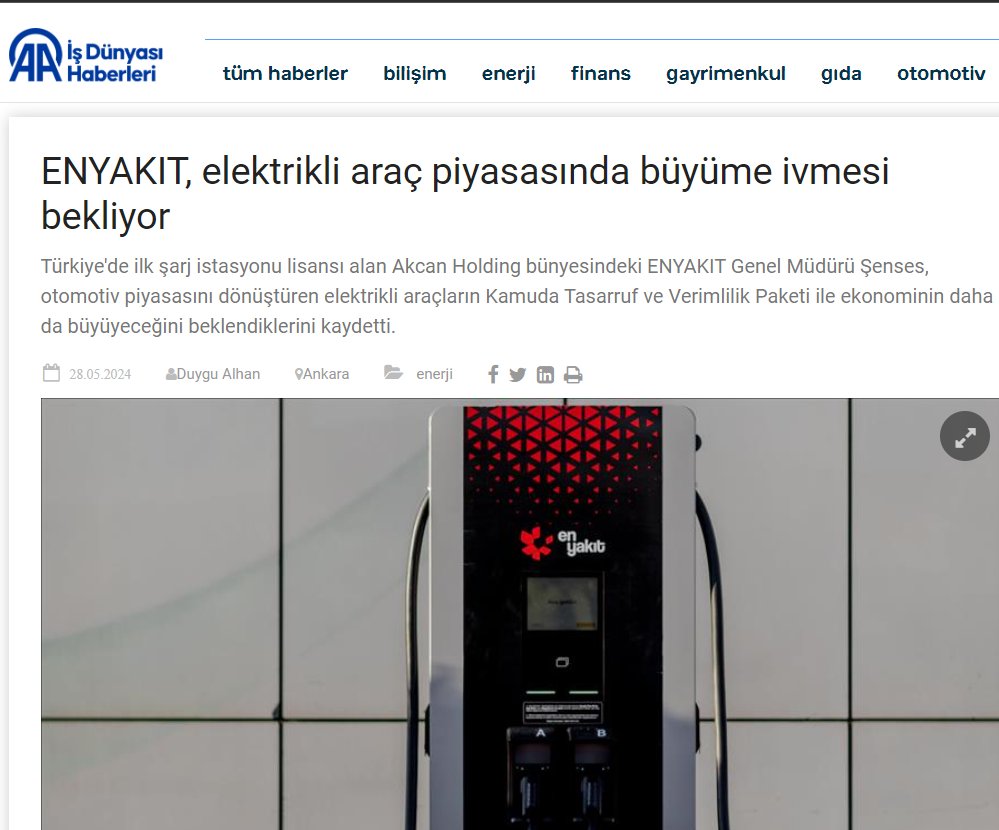 ENYAKIT, Elektrikli Araç Piyasasında Büyüme İvmesi Bekliyor