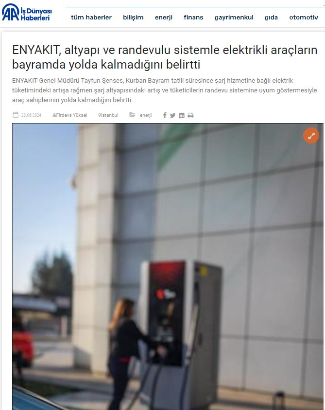 ENYAKIT, altyapı ve randevulu sistemle elektrikli araçların bayramda yolda kalmadığını belirtti