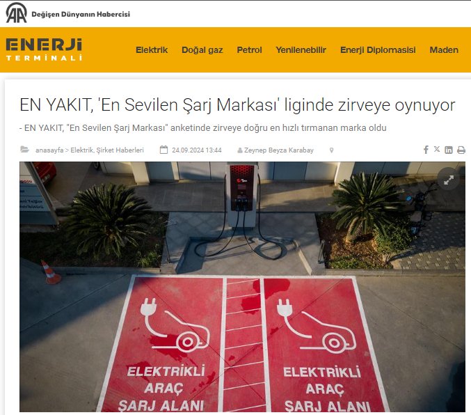 EN YAKIT, 'En Sevilen Şarj Markası' liginde zirveye oynuyor